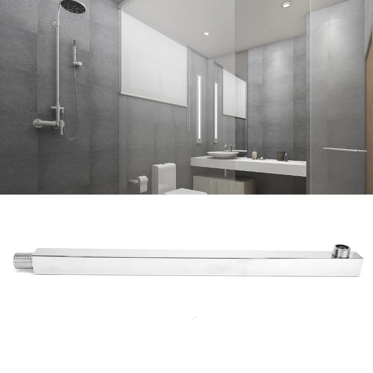 01 Braccio Doccia, Finiture Cromate Prolunga per Soffione Doccia in Acciaio Inox con Copertura Decorativa per Bagno per Tubo Doccia