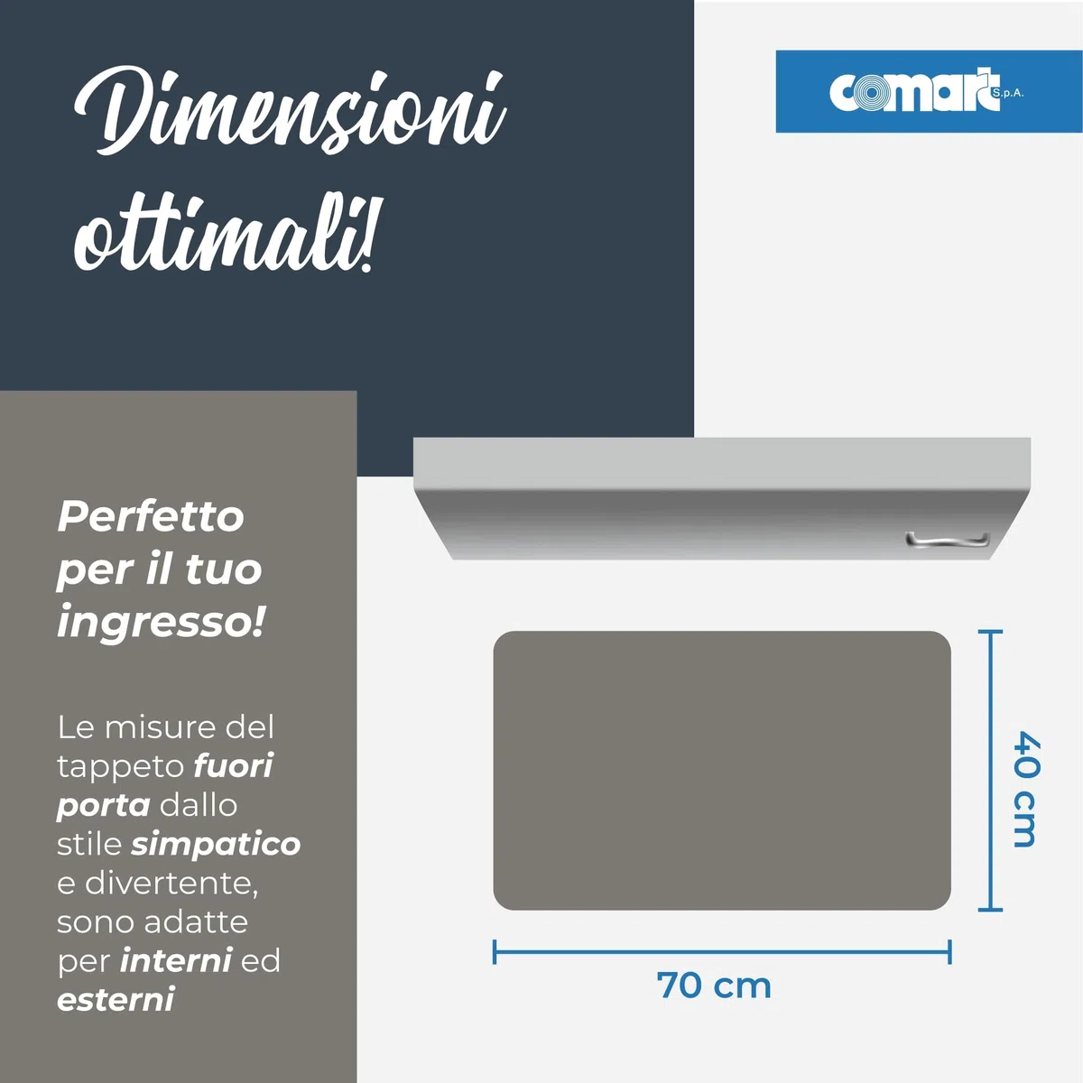 Comart - Zerbino Cute in Cocco - 40x70 cm - Tappeto con Scritte Divertenti su Cani e Gatti - per Ingresso Esterno e Interno - Simpatico Regalo per Entrata di Casa - Antiscivolo - Pulirsi Piedi Zampe