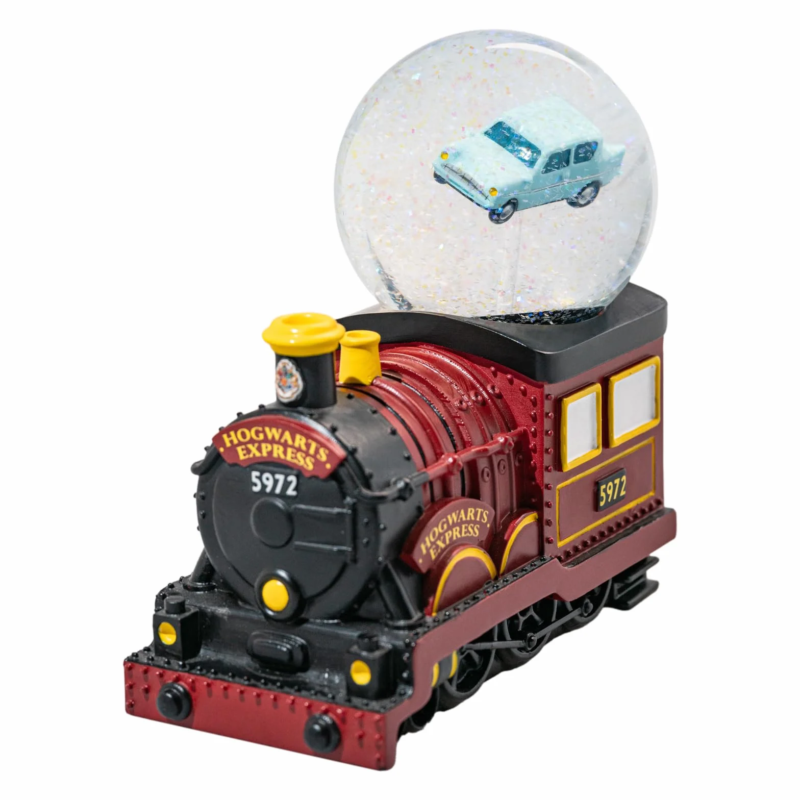 Grupo Erik Palla di Neve Harry Potter Natale - Addobbi Natalizi, Hogwarts Express con Auto Volante 14,5 x 14 x 8 cm | Palla di Vetro Decorativa: Regalo Harry Potter Gadget