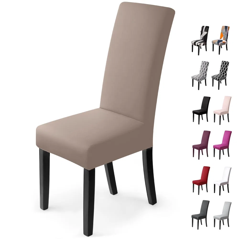 Coprisedie con schienale 4 pezzi Elasticizzato Copertura della sedia bi-elastico per una misura universale, Coppia spandex Coprisedia molto facile da pulire e di lunga durata(4 pezzi ,Khaki)