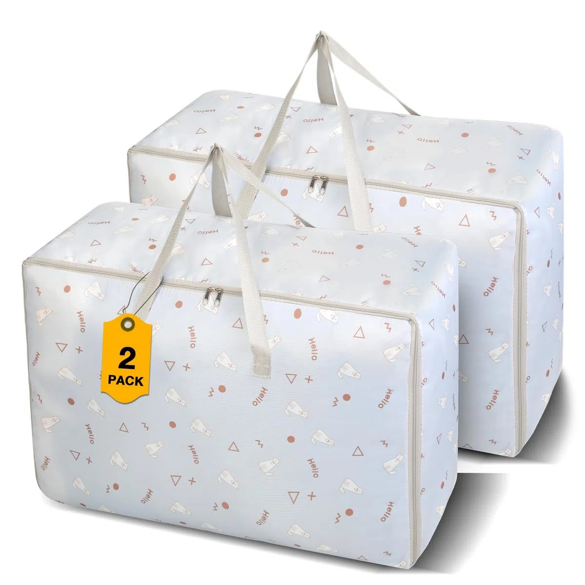 Romon Borsa Portaoggetti, 2 Pezzi 105L Borse di Stoccaggio Trasloco Grandi Impermeabile con Cerniera e Maniglia, Borsoni Sacchetti Pieghevole Scatole Armadio Viaggio per Vestiti Coperte Trapunte, Blu