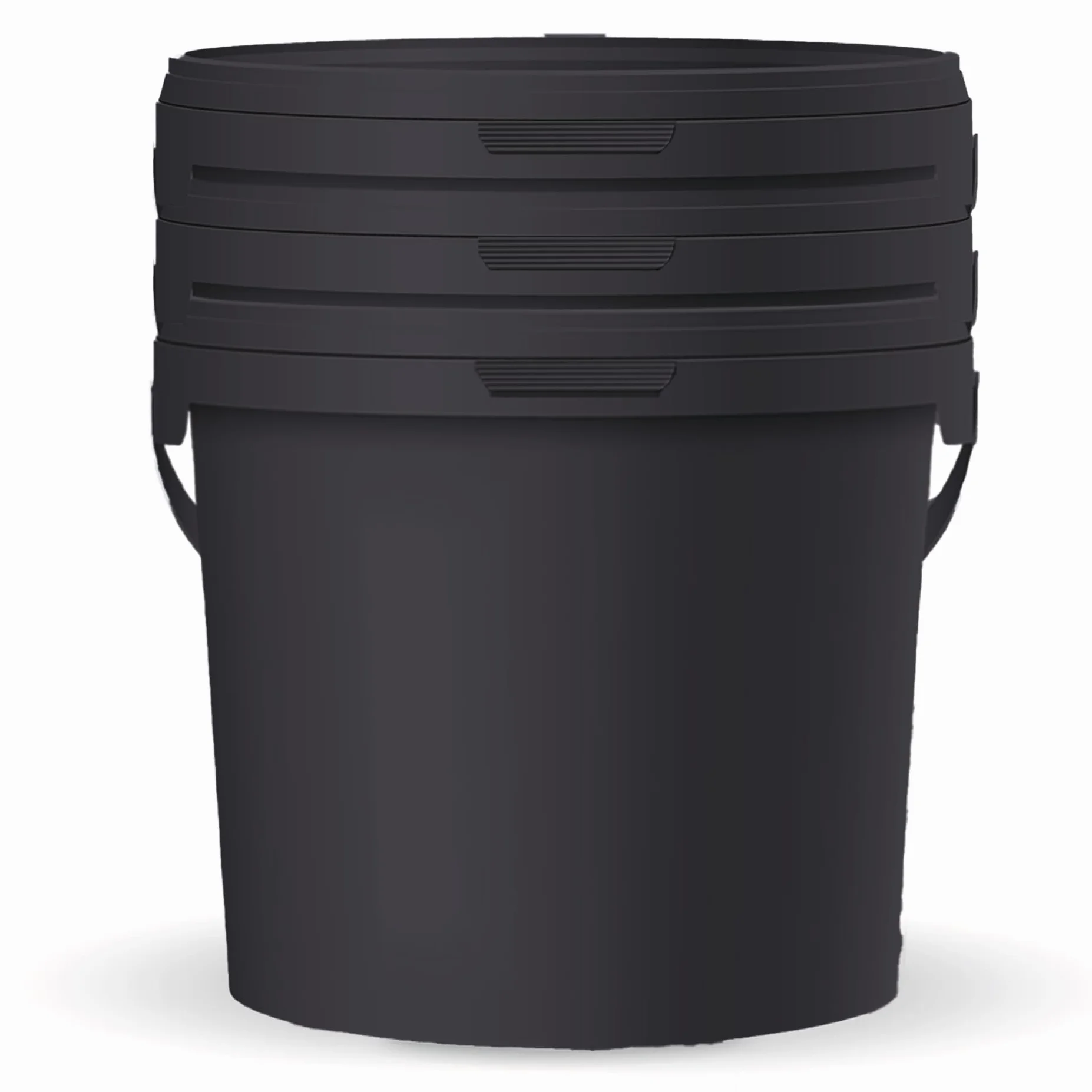 POSH Secchio con coperchio – Nero, in plastica, per alimenti, impermeabile, inodore, robusto, stabile, ermetico, secchio con maniglia (3, 10L)