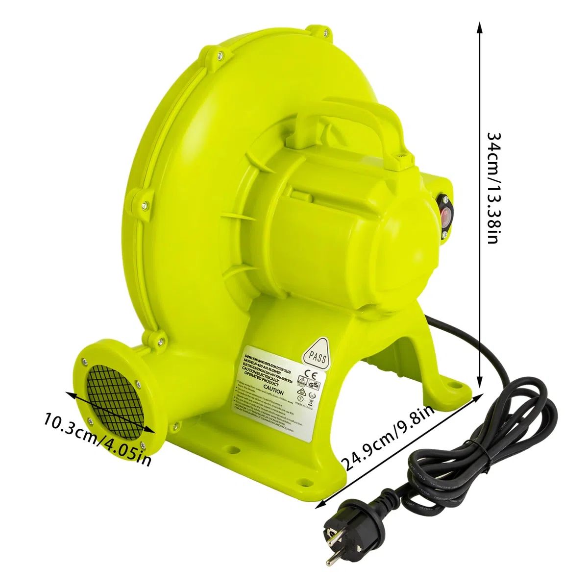 Ventilatore ad aria da 450 W, 2800 rpm, ventilatore a castello gonfiabile, 1500 pa, pompa ad aria elettrica, portatile, soffiatore continuo, soffiatore a soffietto per acquascivolo