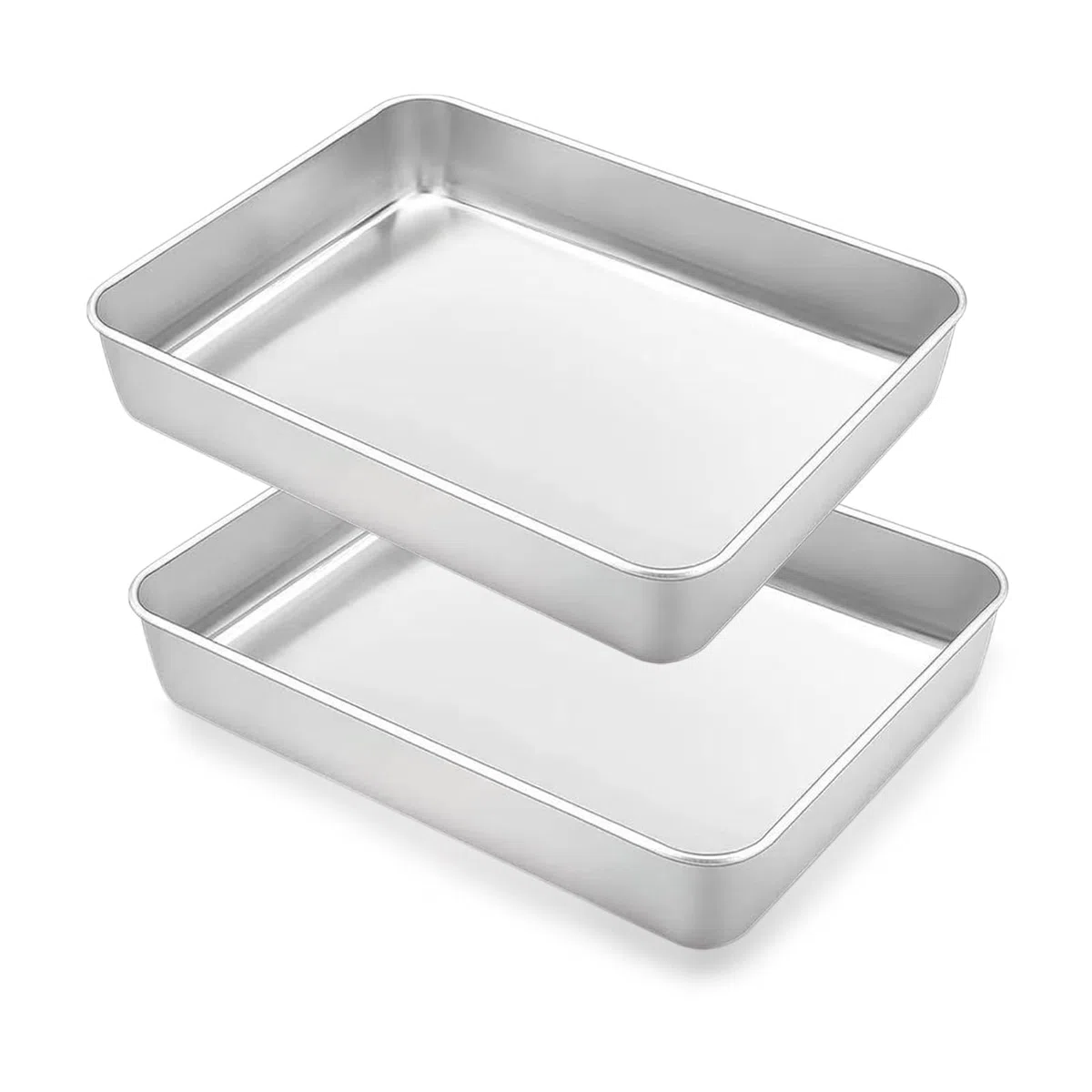 2 pezzi di teglia da forno, teglia rettangolare da 30x25x5,5 cm in acciaio inox, teglia per sformati, scolapiatti, profonda, per forno, padella antiaderente, per cottura, arrosti, servizio