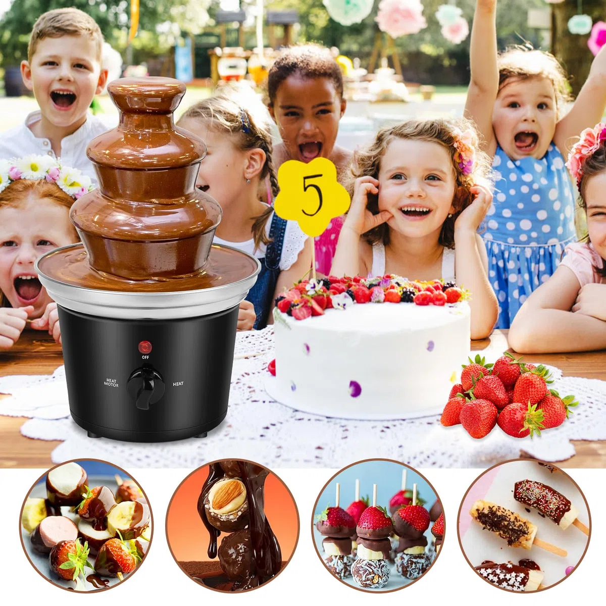 Fontana di Cioccolato Elettrica, Fontana di Cioccolato a 3 Livelli, Macchina per Cioccolata Fondente in Acciaio Inox con 60W, Capacità 450g, per Feste, Compleanni, Natale