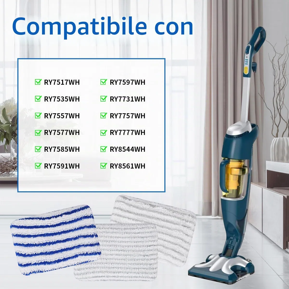 6 Pezzi Panni in Microfibra ZR850002 ricambio per Rowenta Clean & Steam ZR850002 ZR005801 ZR005804 Panni lavabili per Rowenta RY7xxx RY8xxx