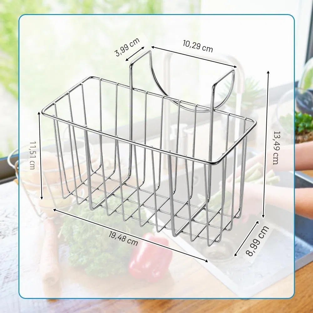 ADERTOS Porta Spugne da Cucina In Acciaio Inox 304, Portaspugne per Lavello Cucina da Appendere, Organizer per Lavello Cucina per Spugne, Spazzole, 7,67 * 3,54 * 4,53 Pollici