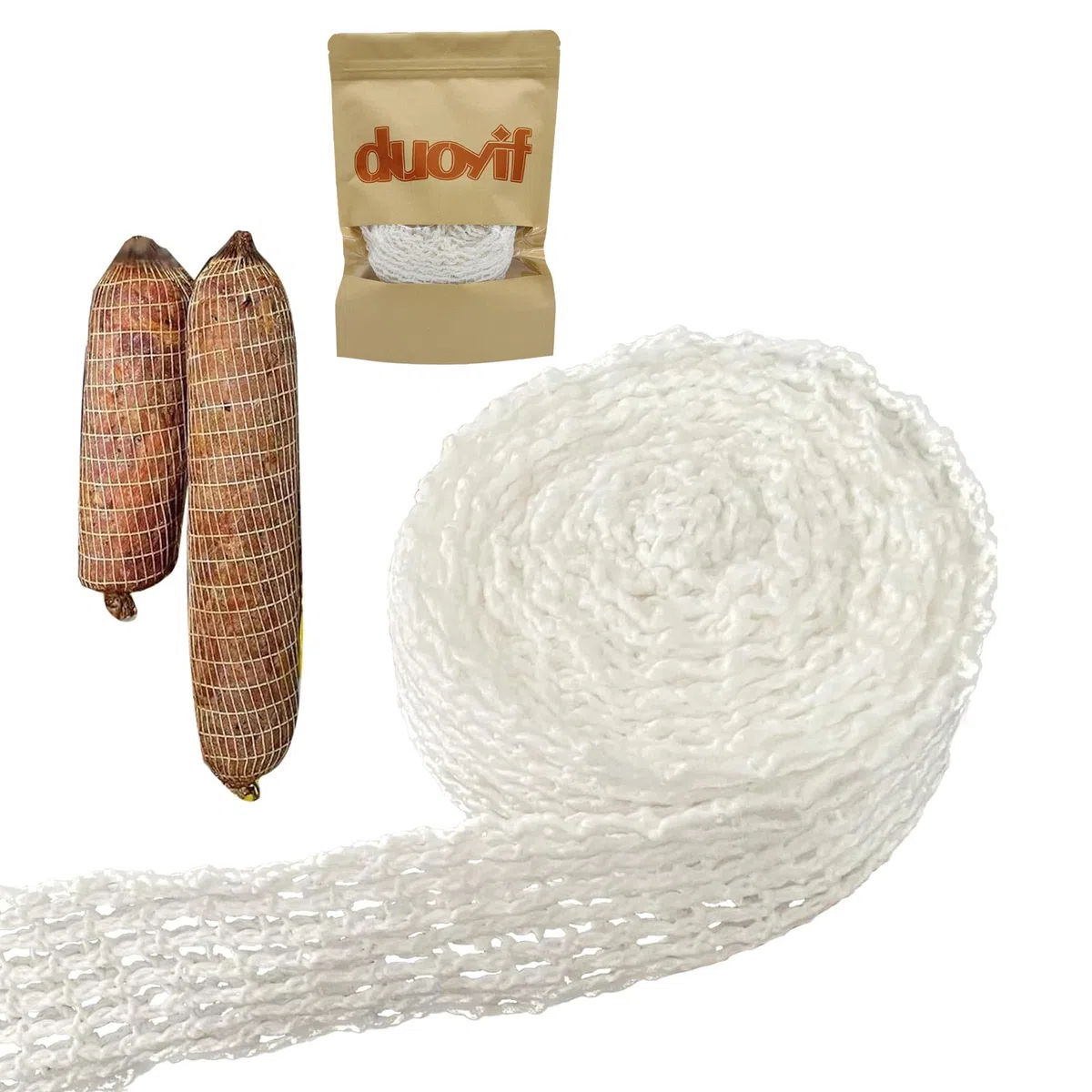duoyif Rete per Arrosto di Carne, Rete Alimentare per Arrosti, Rete per Arrosti, Rete di Cotone Elastico Calibro 18, Rete per Prosciutto, Rete per Friggere Asciugare Cucinare La Carne (10 Metri)