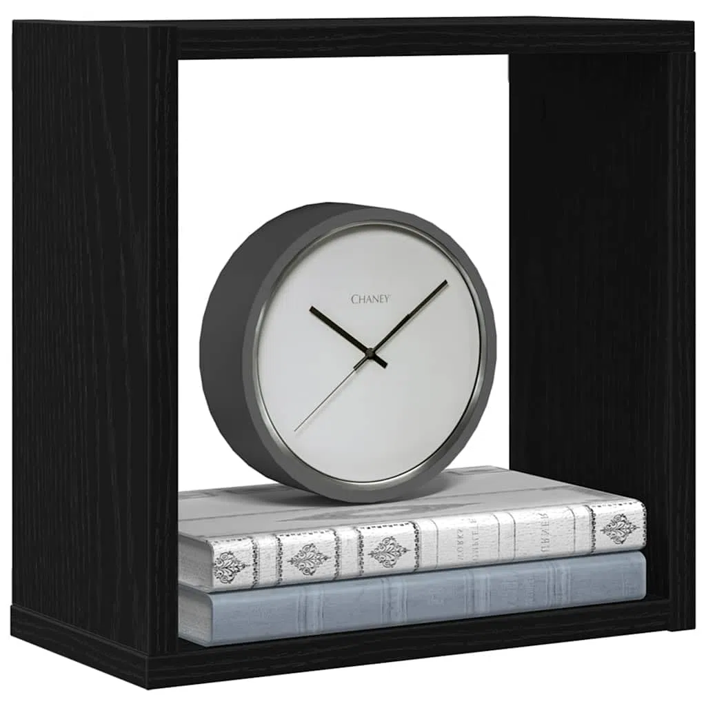 Gecheer Mensole a cubo da Parete, salvaspazio Funzionali 30x15x30 cm in Legno Tecnico Rovere Nero, mensole modulari per Soggiorno Camera da Letto Ufficio