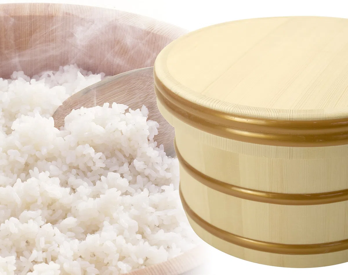 Contenitore per riso giapponese Ohitsu 23,8 cm, in legno, con coperchio, stile tradizionale, ermetico, perfetto per la cucina, capacità 2,5 l, ecologico