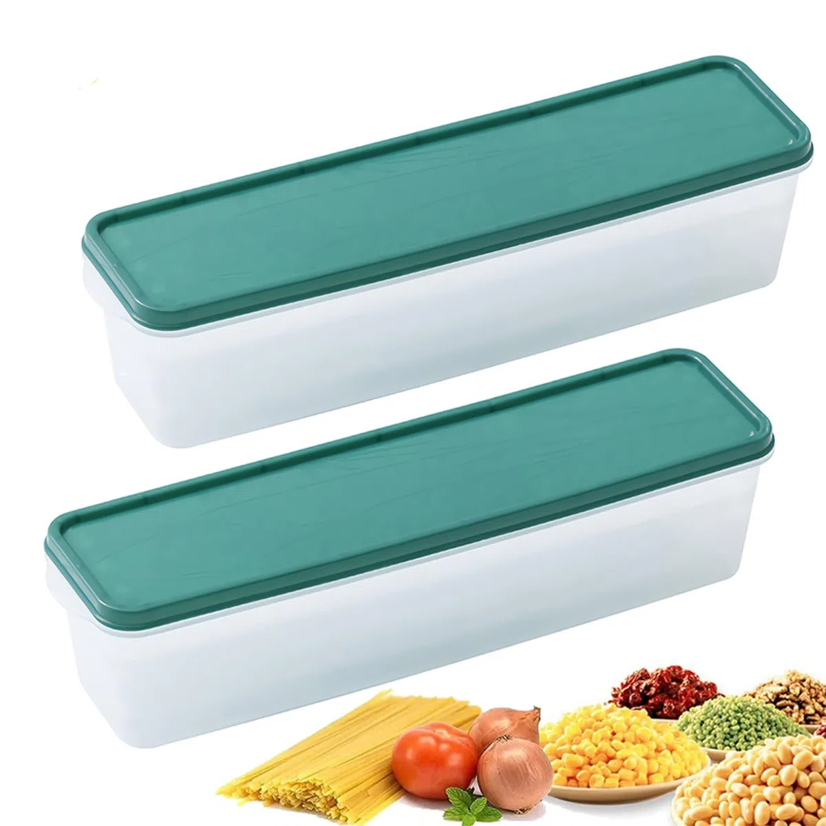 2 Pezzi Contenitori per Pasta, Contenitori Ermetici Alimenti Plastica, Scatola per Spaghetti con Coperchi, per Conservazione Cereali, Noci, Fagioli