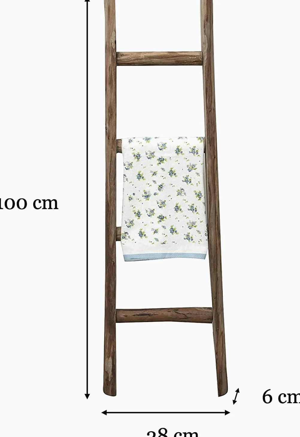 Biscottini Scaletta porta asciugamani bagno 100x6x28 - Scala Decorativa in Legno - Scala portasciugamani - Scaletta legno appendi asciugamani - Scaletta portasciugamani da parete Metallo, Bambu