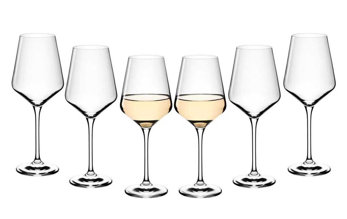 Gerlach 1760, calici da vino bianco, set di 6 bicchieri da vino bianco in cristallo da 450 ml, lavabili in lavastoviglie, moderni