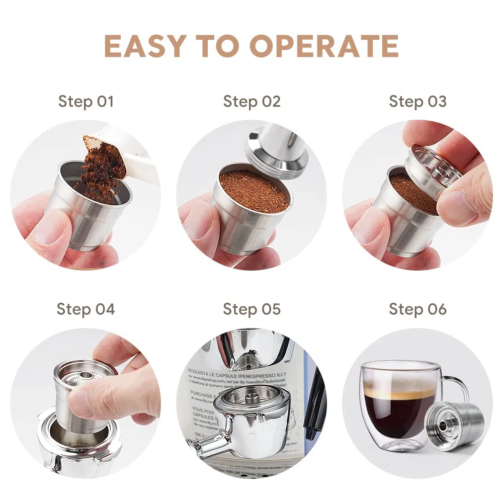 RECAFIMIL Cialde di caffè riutilizzabili Capsule di caffè ricaricabili in acciaio inossidabile compatibili per ILLY X7/Y3/Y5 macchina per il caffè(1 capsula con manomissione)