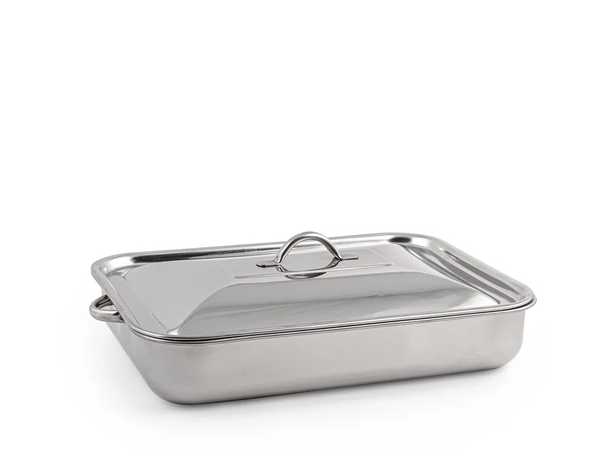 Royal Norfolk Rostiera con Coperchio in Acciaio Inox 30x22 cm, Teglia per Arrosti e Forno, Lavabile in Lavastoviglie, Igienica e Resistente