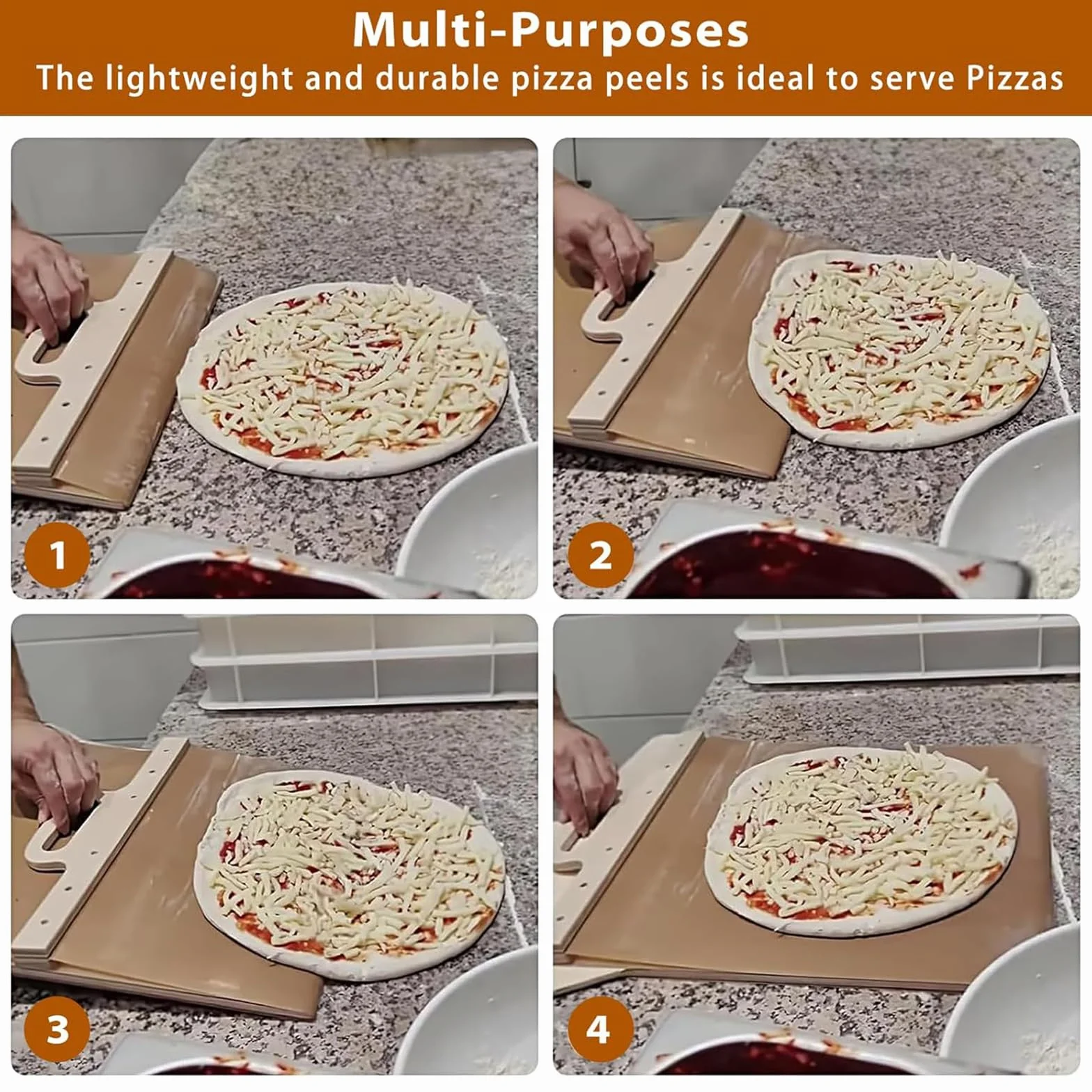 Pala per Pizza Scorrevole Sliding Pizza Peel, Pala Pizza Scorrevole, 30cm*58cm, Argento, Moderno