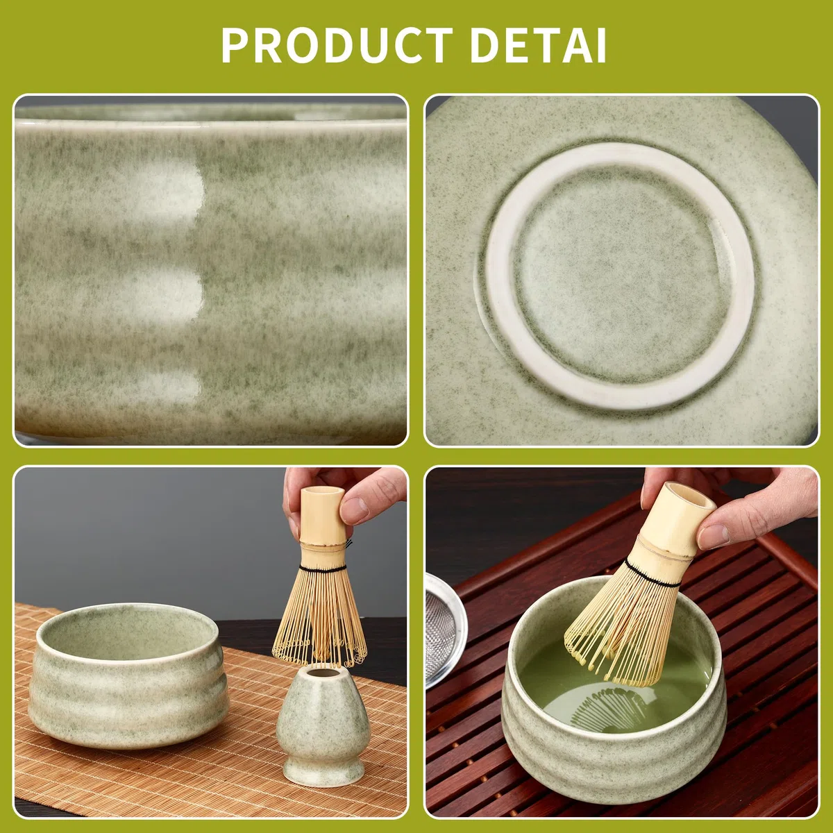 Matcha Kit da 5 pezzi: ciotola per matcha, frullino Baibenli, supporto per frullino, filtro, cucchiaino.Set Matcha adatto ai principianti.