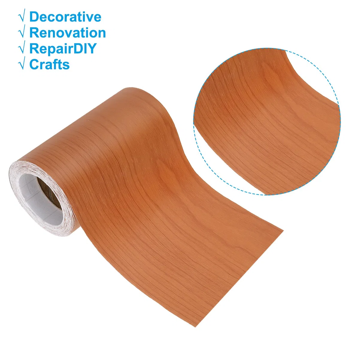 PATIKIL Pellicola Adesiva Legno 12cm x 10m, Nastro Autoadesivo Realistico con Texture Realistica per Porte da Pavimento, Tavoli, Armadi, Scrivanie, Ciliegio Rosso