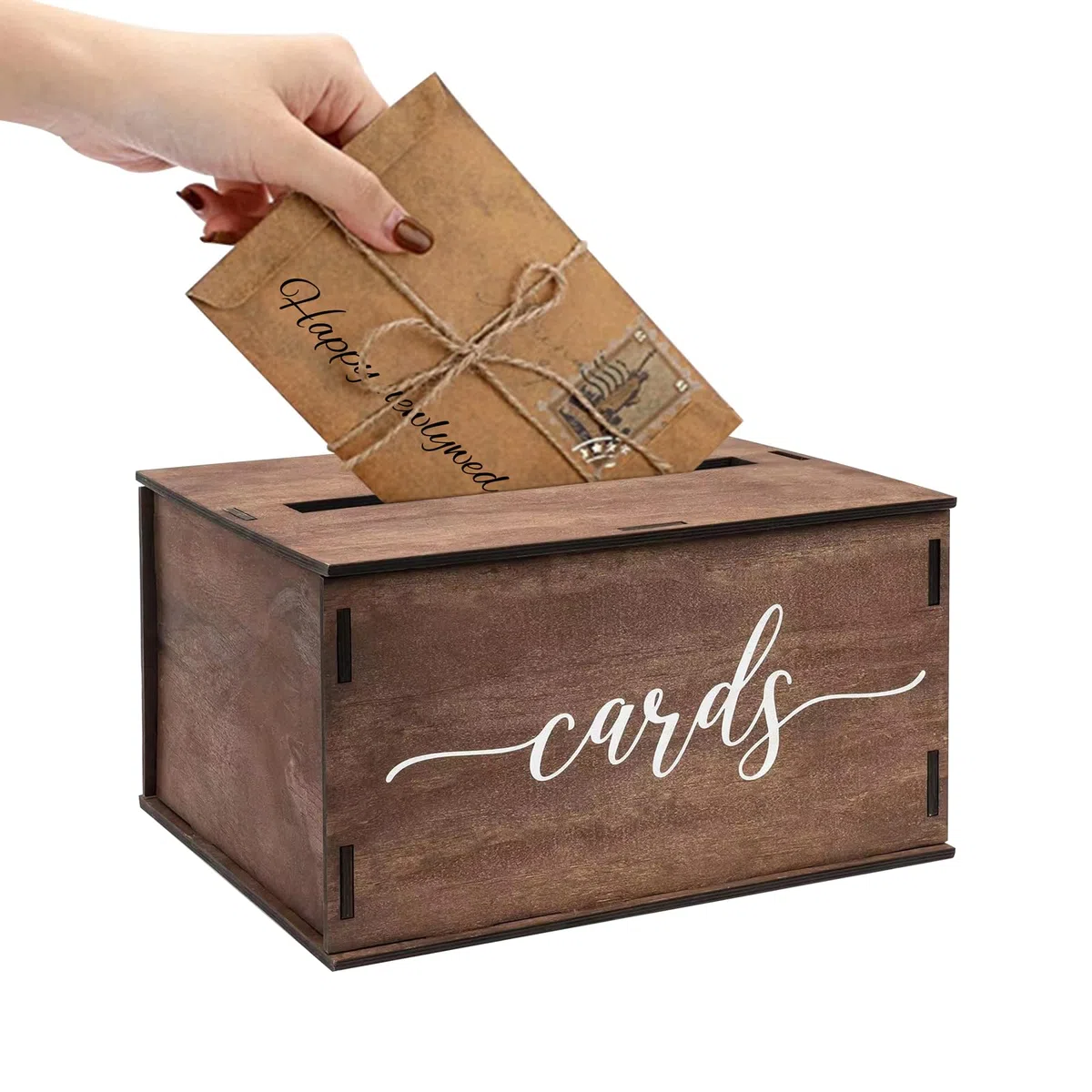 Scatola di Carte di Nozze in Legno 29,2x26,6x16,5 cm Scatola Porta Buste in Legno per Matrimonio con Fessura e Coperchio Scatola di Regalo per Ricevimento Anniversario Laurea