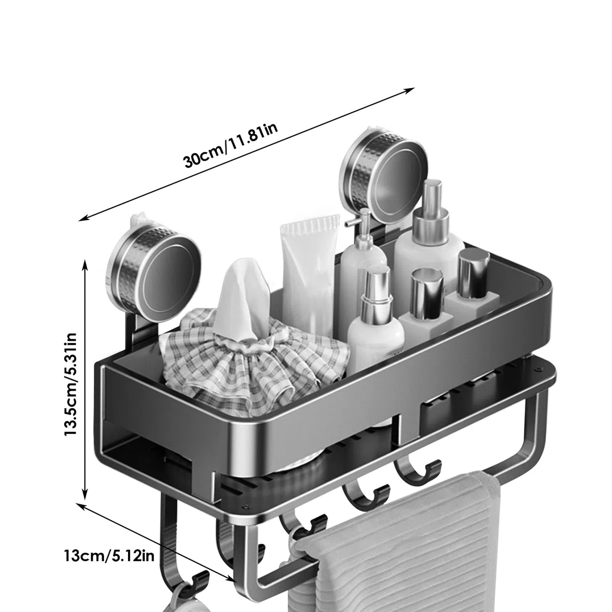 Contenitore per condimenti, organizer per condimenti da cucina, con ventosa, con 5 ganci, gadget da cucina per piastrelle, vetro, metallo, marmo, dispensa, soggiorno, appartamento,