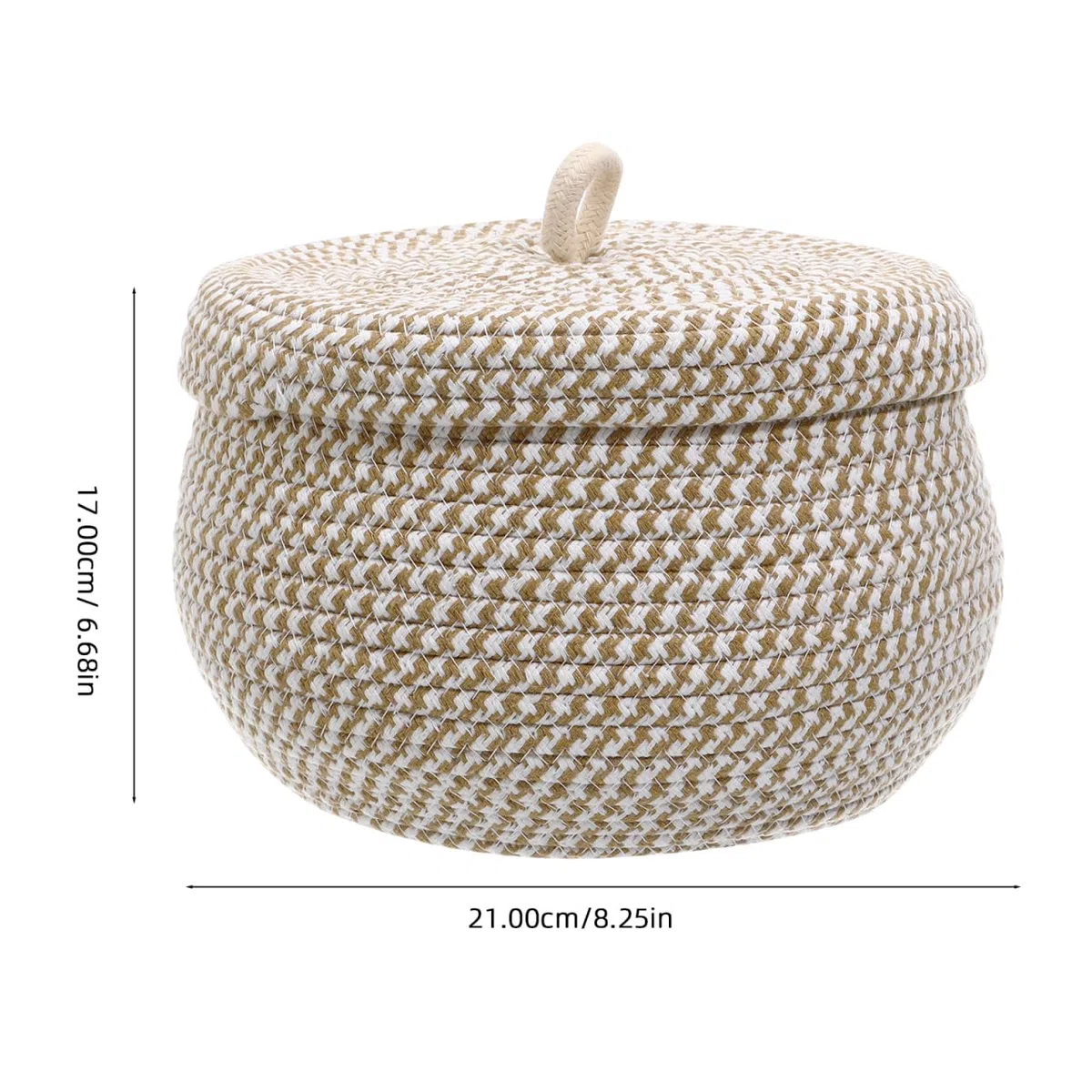 TOPBATHY Cestino Portaoggetti con Coperchio Decorativo 2 Pezzi Cestino organizzativo cestino in corda di cotone con coperchio Cotone Giocattoli Lavabili Intrecciati Manico 21X17 cm