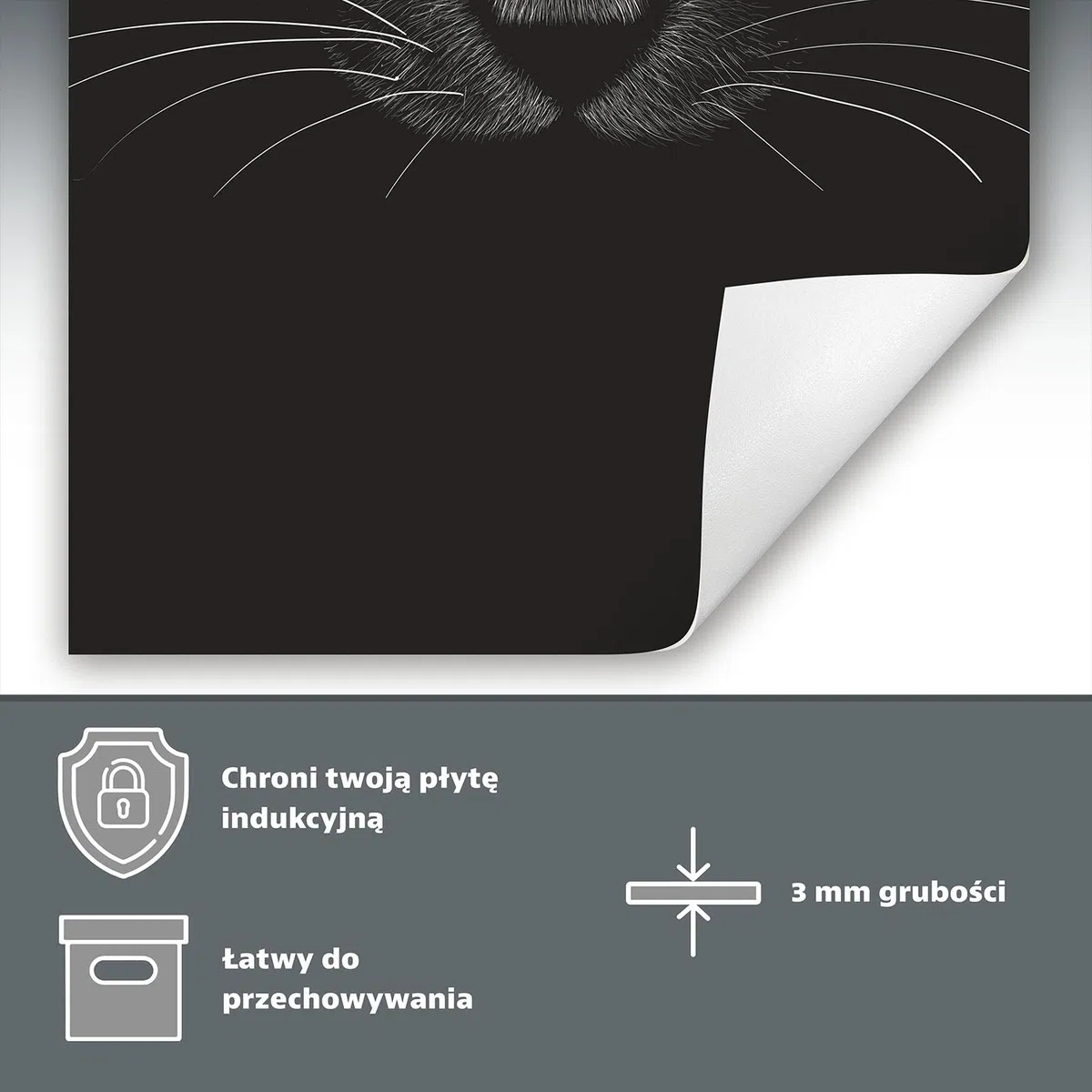 Copertura Tappetino Piano Induzione 30x52 cm Cucina Coprifornelli Protezione per Piano Induzione - nero - gatto