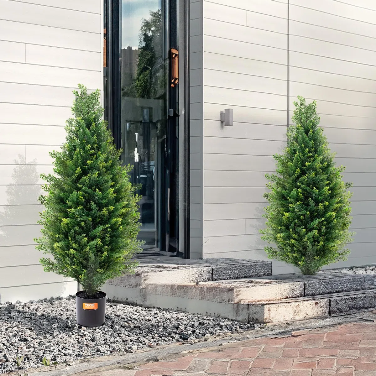 VEVOR Albero Topiario di Cedro Artificiale, Alto 91,4 cm Realistiche Piante in Vaso di Pino con Foglie Extra, Set di Verde Artificiale Protetto dai Raggi UV per Domestica di Interni Esterni (2 Pezzi)