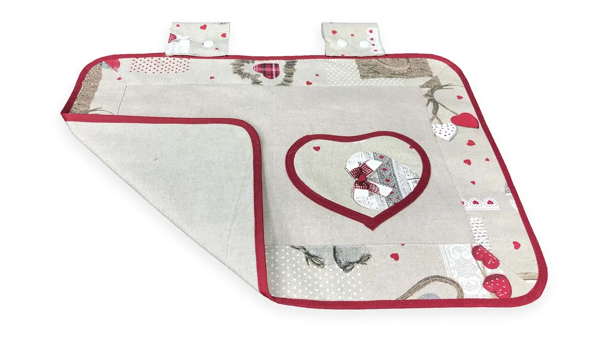 Tex family Copriforno Universale 35x50 cm, Copertura Decorativa Forno in Tessuto Made in Italy, Lavabile, Bordo in Cotone ★ Alta qualità e Resistenza, Design Holly Rosso