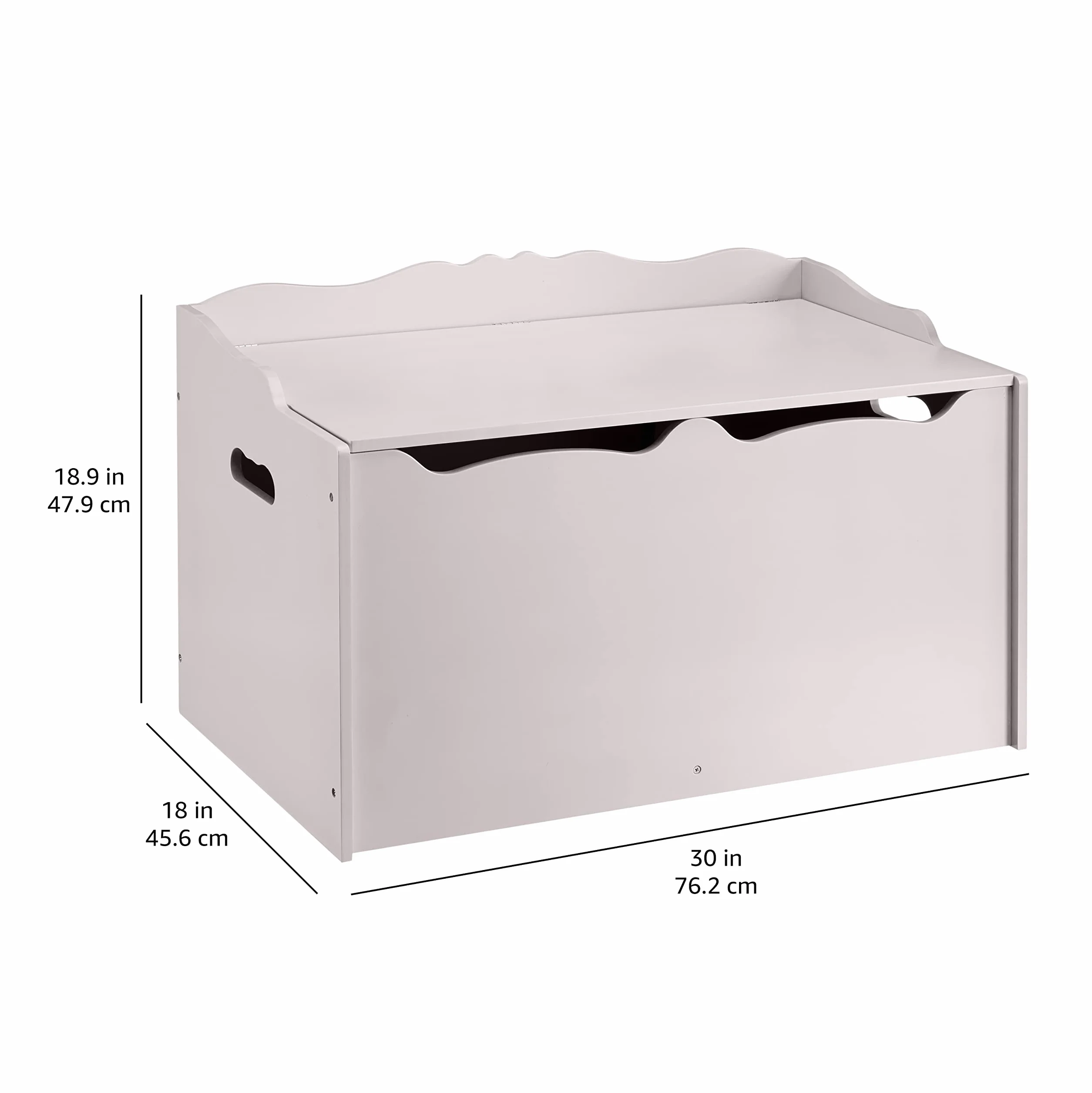 Amazon Basics Scatola in legno per giocattoli, grigio, 76.2 x 45.7 x 48.3 cm