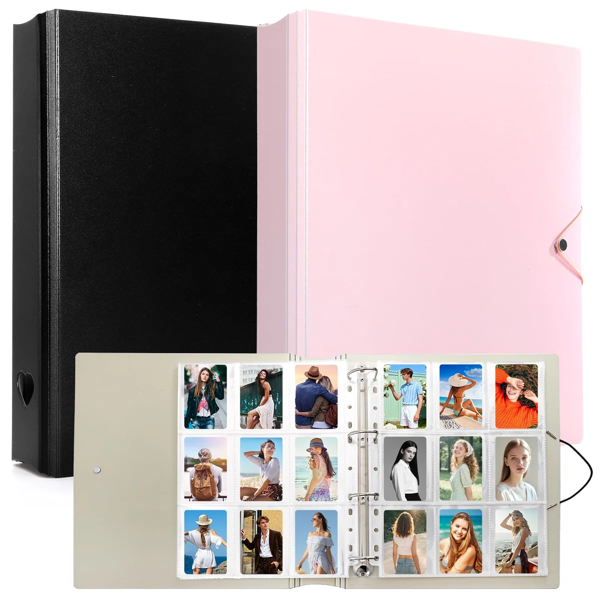 Hacaroa Confezione da 2 raccoglitori per foto con 50 pagine, 450 tasche, 5,1 x 7,6 cm, formato A4, raccoglitore a 4 anelli, album fotografico a doppia faccia per cartoline, collezionisti di carte, 2