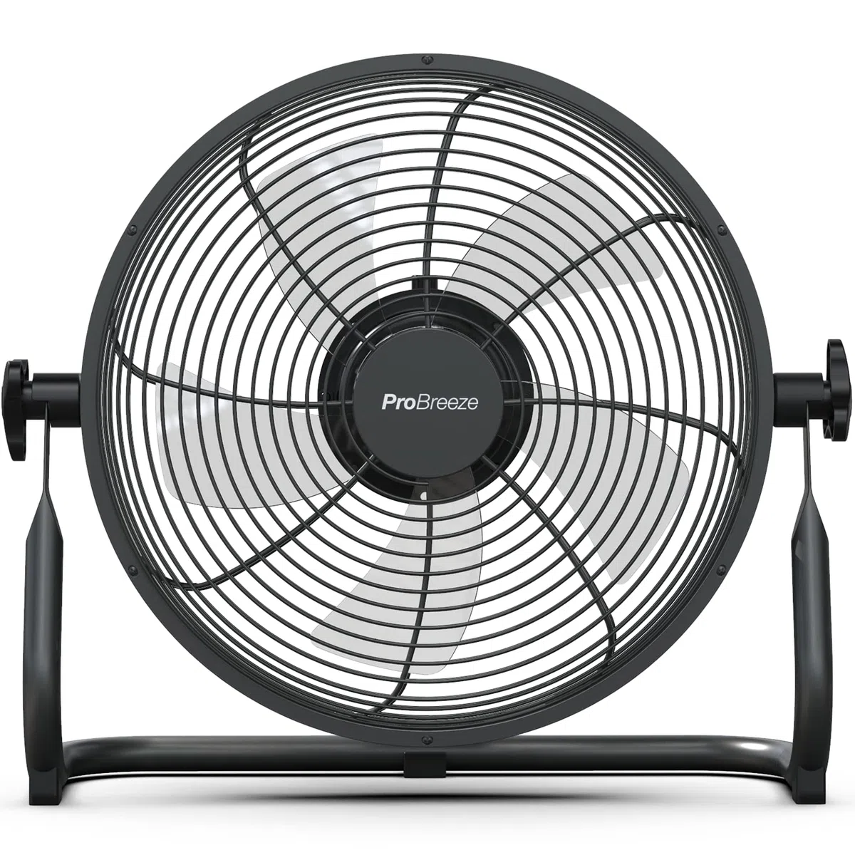 Pro Breeze Ventilatore da Pavimento Ricaricabile 30cm- Durata batteria 4,5-24 ore, Testata regolabile, Porta USB per dispositivi di ricarica, Ventilatore silenzioso leggero e portatile