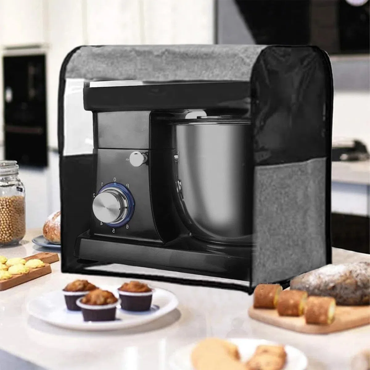 Coperchio per mixer con supporto Coperchio per mixer antipolvere ispessito da 14x9x14 pollici con tasche e finestra trasparente per vari accessori per elettrodomestici da cucina