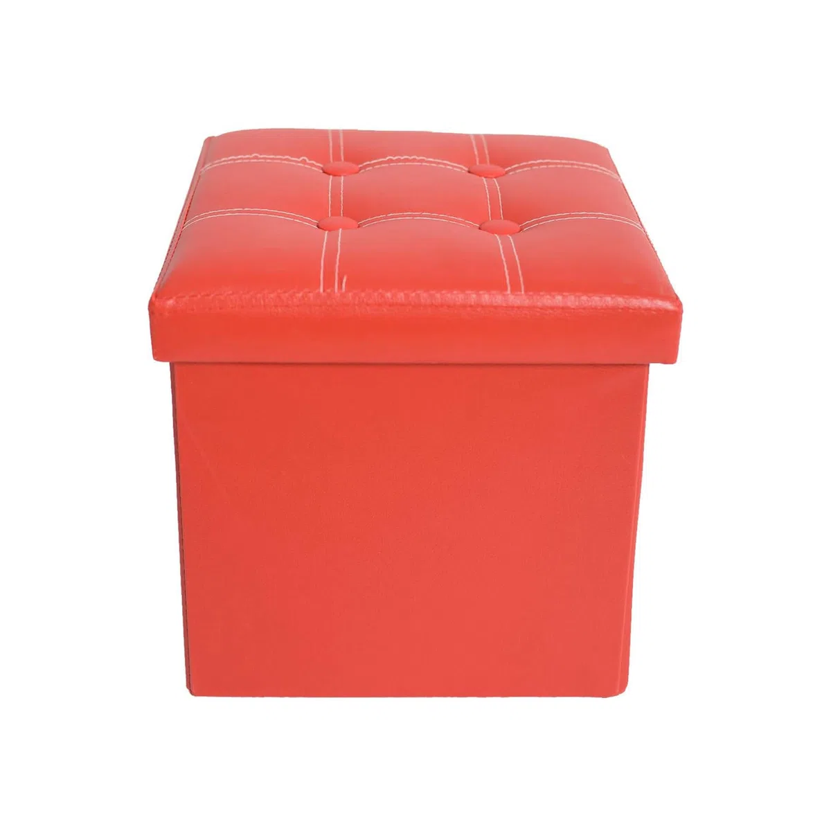Rebecca Mobili Pouf Contenitore, poggiapiedi Seduta Rosso, cubo, Legno MDF Finta Pelle, Arredamento Moderno - Misure 30 x 30 x 30 cm (HxLxP) - Art. RE4900