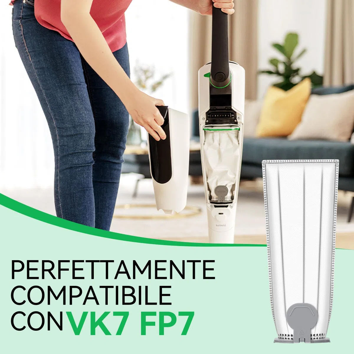 15 Sacchetti Folletto Compatibili Vk7s Vk7 Fp7s Fp7,3 Filtro Motore,per Kobold VK7 Filtro Sacchi Accessori