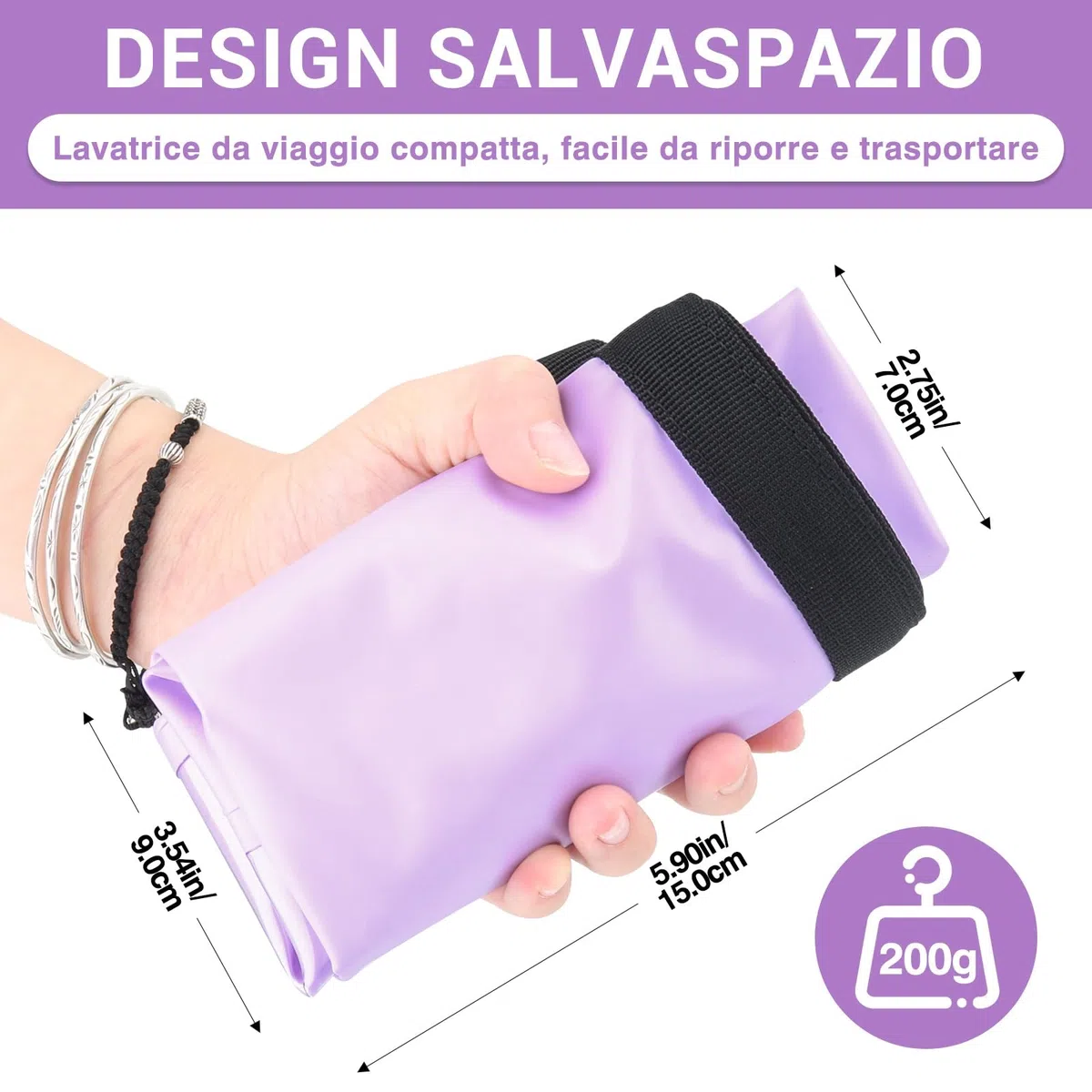 Wash Bag da Viaggio & Stendibiancheria Retrattile - Lavatrice Campeggio - Durevole Sacchetto Lavatrice da Viaggio - Lavatrice Manuale Portatil