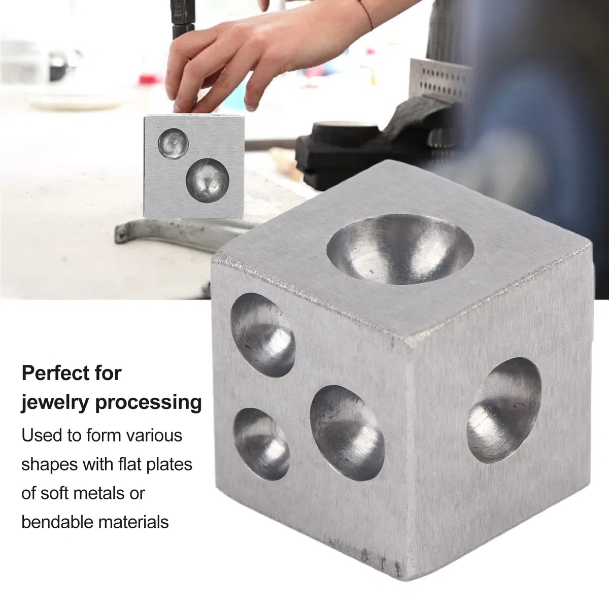 Voluxe Dapping Block, Doming Block Lavorazione di Gioielli per la Produzione di Metalli per gioiellieri per la casa per gioielleria(Incudine a Nido Quadrata da 25 * 25 mm)