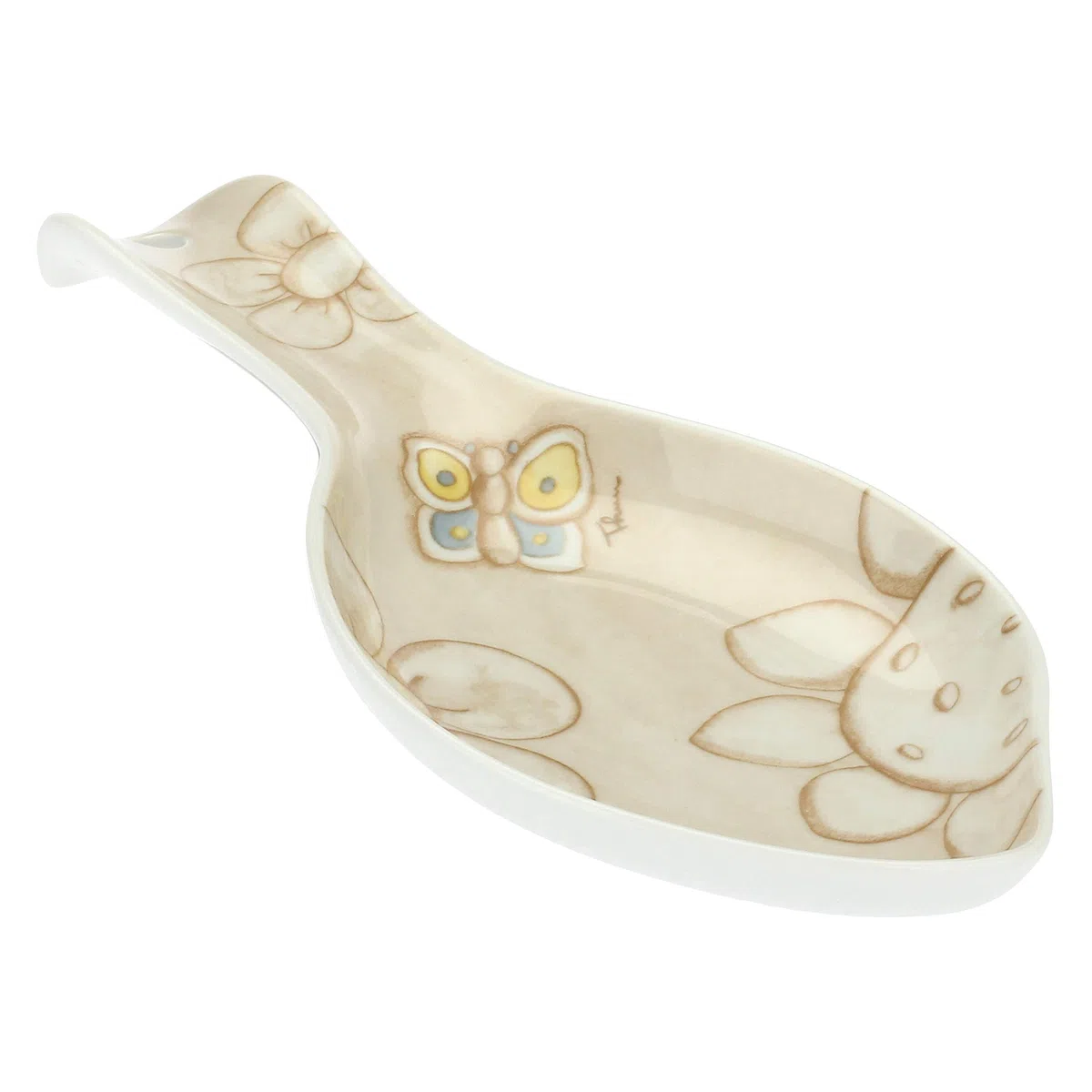 THUN - Poggia Mestoli Decorato con Farfalle e Fiori - Accessori Cucina - Linea Elegance - Porcellana - 23,8 x 12 x 3 h cm