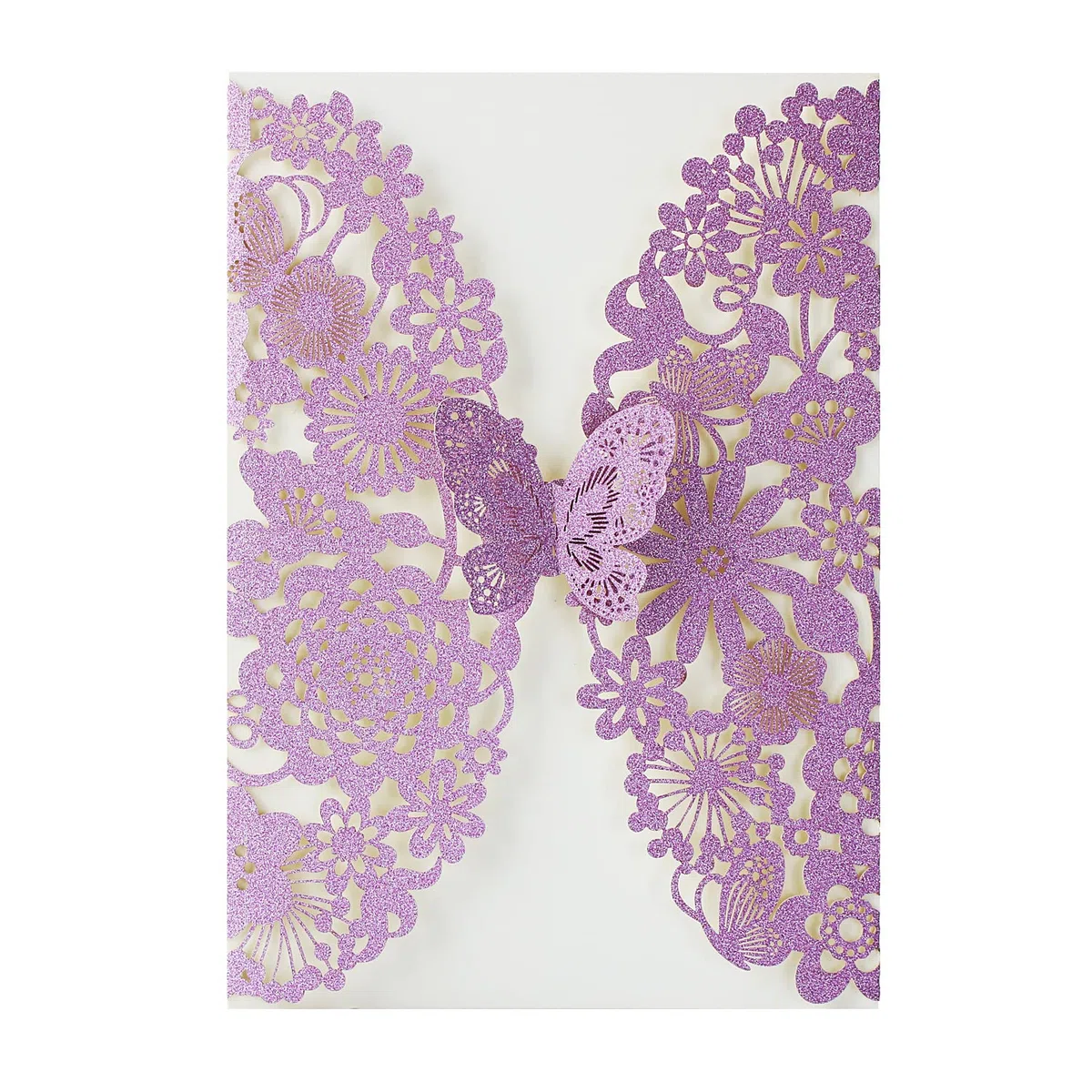 Hosmsua 20x Viola Biglietti Di Invito Per Matrimonio e buste, Taglio Laser con Farfalla Inviti per Compleanno, Matrimonio, Fidanzamento, Inviti di Nozze (20 pezzi)