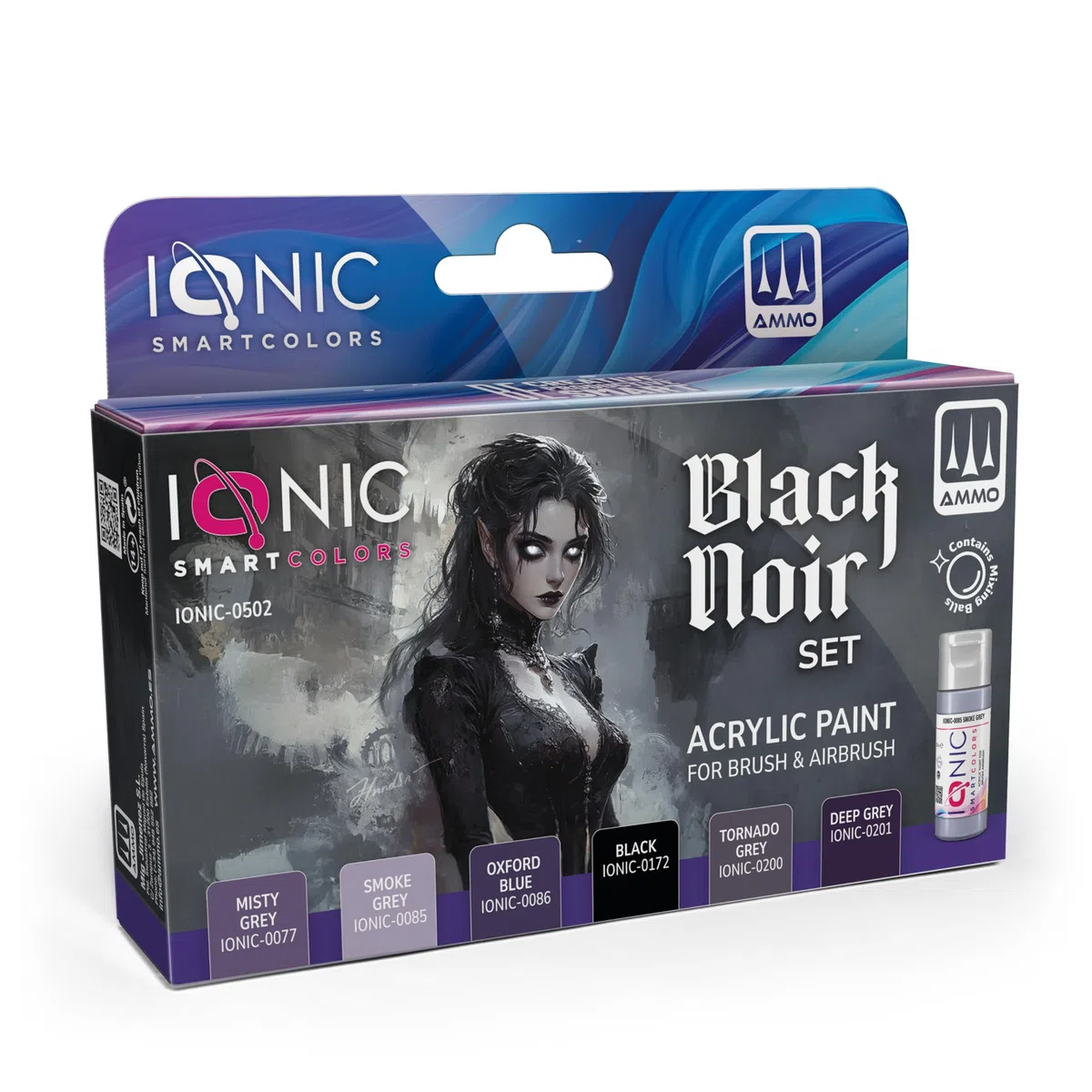 Ammo Ionic Set Scuro | Include tutto il necessario per dipingere il nero senza problemi in vari materiali, acrilico, multicolore, 20 ml