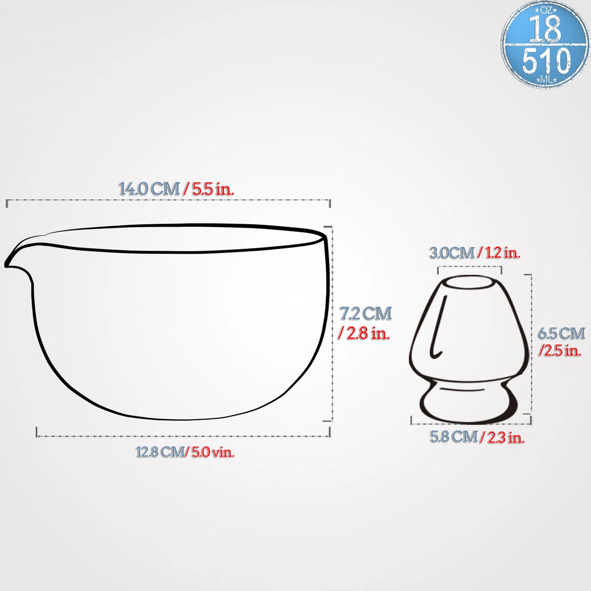 TEANAGOO Giapponese naturale Rock Texture Matcha Chawan con frusta Rest, 1 oz. K17, Lt. Grigio, Matcha Tea Bowl, Ciotola di ceramica, Ciotole di tè per Matcha, Ceramica Matcha Bowl