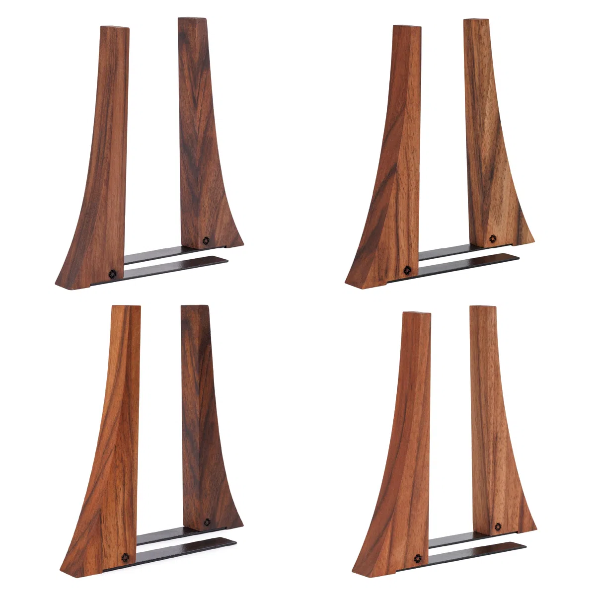 TILISMA Fermalibri in noce per scaffali, fermalibri in legno per scaffali, robusti supporti per libri, con base in metallo per librerie, fermalibri decorativi lisci si appoggiano saldamente sulla