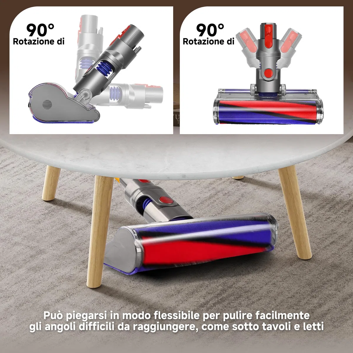 Bocchetta per Dyson V8 V15 V10 V7 SV10 SV12 SV14, Spazzola per Dyson aspirapolvere,adatta a pavimenti duri,La soft roller cleaner head assy è sostituisce le parti NO.966489-12 e 966489-11