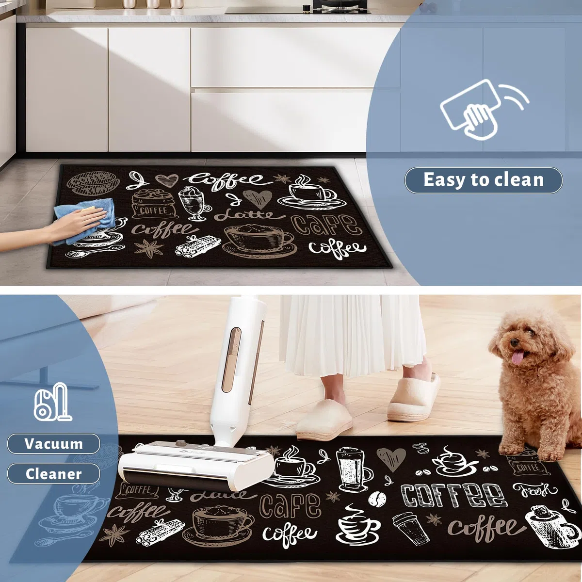 Set di tappetini antiscivolo cucina, lavabili, 2 pezzi, anti affaticamento, decorazione per la casa, ufficio, scrivania in piedi