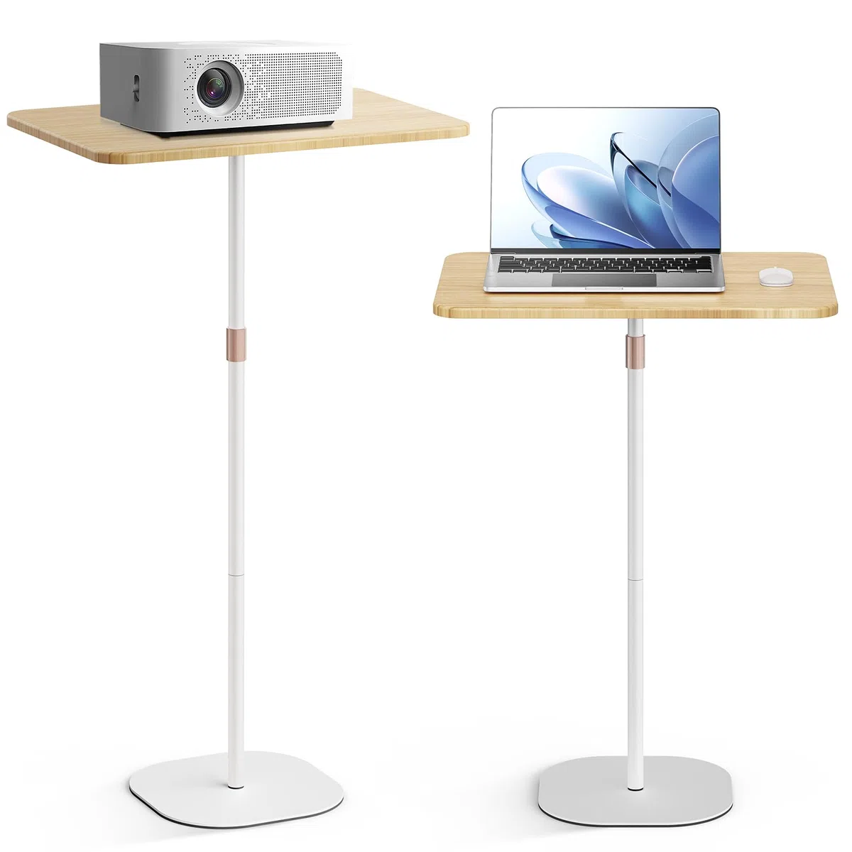 Supporto PC Portatile con Altezza Regolabile 46-120 cm, Tavolino Regolabile per Lavoro Studio, Tavolo del Computer Spostabile per uffici/sale conferenze/camere da letto/letto e divano Bianco
