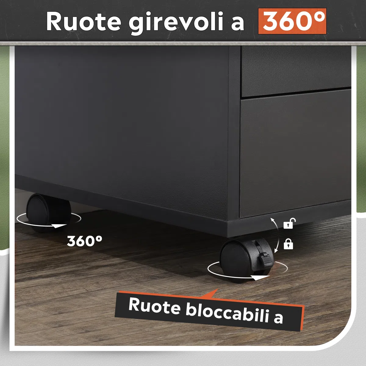 DEVAISE Archivio a 5 Cassetti, Mobile Sottoscrivania in Legno per Documenti A4/Letter/Legal, Nero
