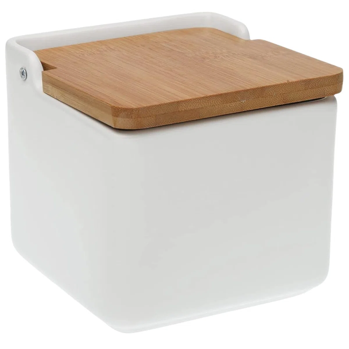 TIENDA EURASIA® Saliera da cucina in ceramica con coperchio disegni originali - 12,2 x 12,2 x 11,5 cm (bianco, saliera - 12,2 x 12,2 x 11,5 cm)