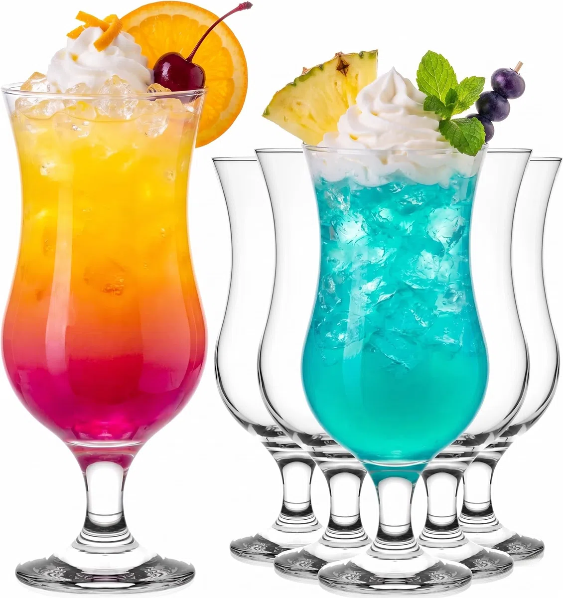 Platinux Bicchieri da cocktail 400 ml (max. 470 ml) vetro Set (6 pezzi) bicchieri lunghi drink bicchieri da festa bicchieri da milk shake Large