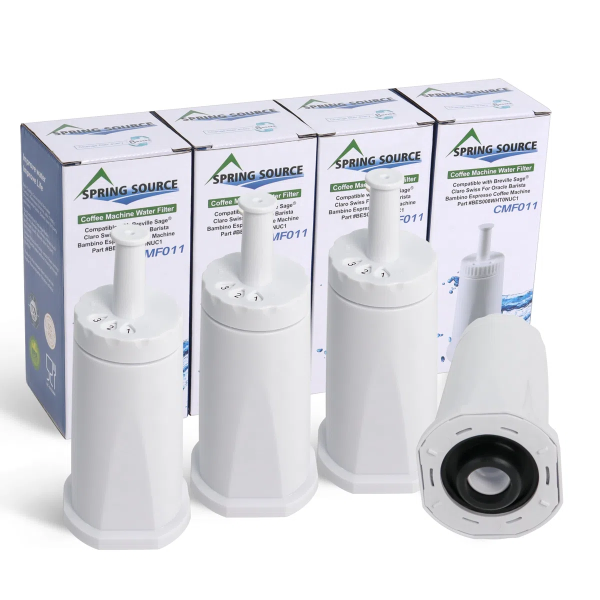 BES008 Sage Barista Express Filtro Acqua 4 Pezzi, Compatibile con Sage Filtro Acqua Ricambio per SES008 SES810 SES875 SES880 SES920 SES980 SES990