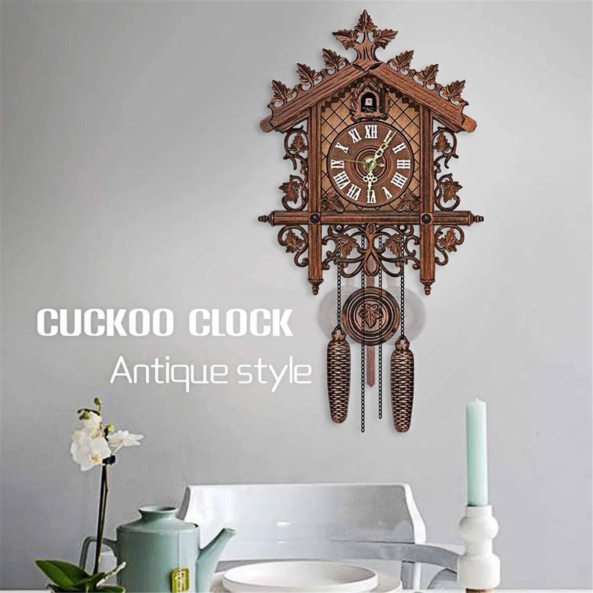Orologio a cucù, meccanico, in legno, decorazione per casa e ristorante, design retrò per soggiorno