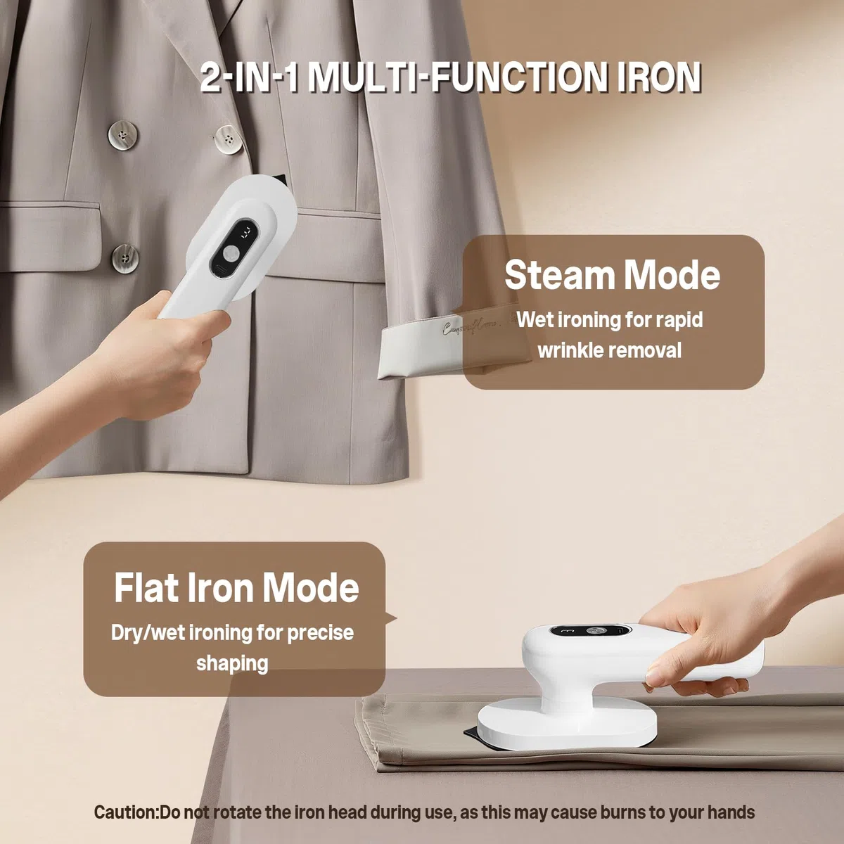 auvstar Ferro da Stiro Senza Fili da Viaggio con Batteria 4000mAh,Mini Ferro da Stiro Portatile con 3 Livelli di Temperatura,Ricaricabile USB-C,Leggero per Viaggi d'Affari,Camper & Casa